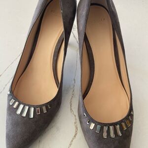Donald J. Pliner Charcoal Suede Embellished Pumps